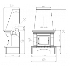 Каминная облицовка ABX Glasgow Klasik (белый цоколь, деревянная балка)