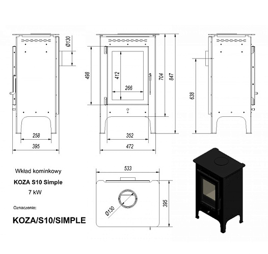 Печь-камин Koza/S10/SIMPLE_1